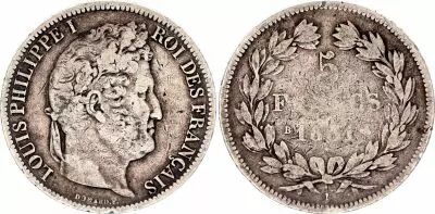 Frankreich 5 Francs Louis-Philippe I - 1831 B Rouen - aFine - Silver - Raised lettering - KM 745.2