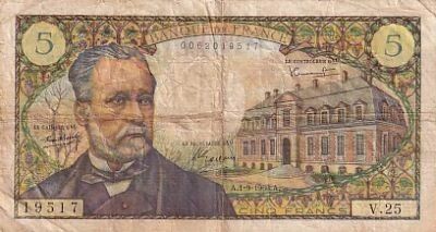 Frankreich 5 Francs Pasteur - 01-09-1966 - Serial V.25