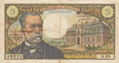 Frankreich 5 Francs Pasteur - 06-02-1969 - Series B.89