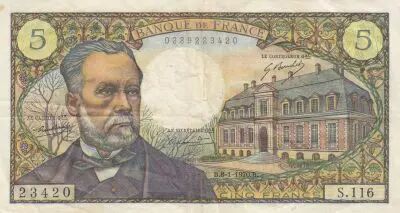 Frankreich 5 Francs Pasteur - 08-01-1970 - Serial S.116