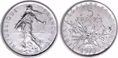 Frankreich 5 Francs Semeuse  - 1973 - UNC
