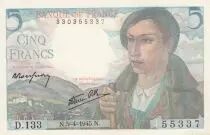 Frankreich 5 Francs Shepherd - 05-04-1945 Serial D.133 - UNC