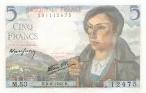 Frankreich 5 Francs Shepherd - 05-08-1943 Serial M.53 - aUNC