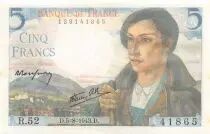 Frankreich 5 Francs Shepherd - 05-08-1943 Serial M.53 - aUNC