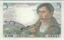 Frankreich 5 Francs Shepherd - 23-12-1943 Serial H.106