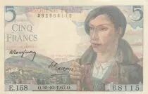 Frankreich 5 Francs Shepherd - 30-10-1947 - Serial E.158