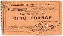 Frankreich 5 Francs Vendeuil City - 1914 - 1915