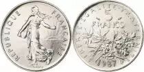 Frankreich 5 Francs Woman sowing seed  - 1987 - from UNC set