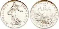 Frankreich 5 Francs Woman sowing seed  - 1987 - from UNC set