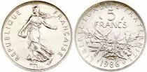 Frankreich 5 Francs Woman sowing seed  - 1987 - from UNC set