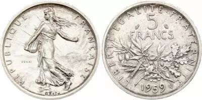 Frankreich 5 Francs Woman sowing seed - 1959 - Essai