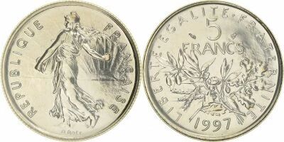 Frankreich 5 Francs Woman sowing seed - 1997 - Proof
