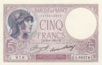 Frankreich 5 Francs Woman wearing helmet - 1933