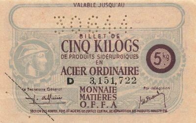 Frankreich 5 Kilograms of Ordinary Steel - OFFA - June 30, 1944