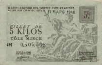 Frankreich 5 Kilograms of Thin Sheet Metal - OCRPI - March 31, 1948