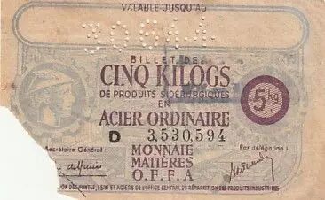 Frankreich 5 Kilos de Acier Ordinaire - Organisation des fontes, fers et aciers