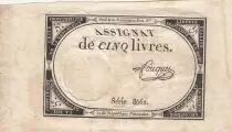 Frankreich 5 Livres - 10 Brumaire An II (31.10.1793) - Sign. Fouquet - Serial 8662