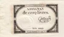 Frankreich 5 Livres - 10 Brumaire An II (31.10.1793) - Sign. Galland - Serial 22033