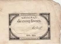Frankreich 5 Livres - 10 Brumaire An II (31.10.1793) - Sign. Le Court - Serial 8662