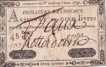 Frankreich 5 Livres - Fake - Embossed seal with Louis XVI (1791-06-27) - XF
