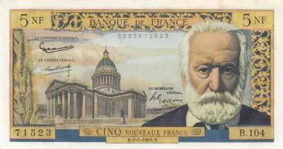 Frankreich 5 NF - Victor Hugo - 02-05-1963 - Serial B.104