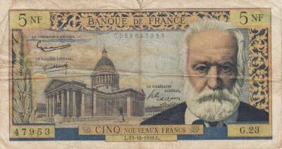 Frankreich 5 NF Victor Hugo - 15 October 1959 - Series G.23