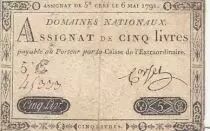 Frankreich 5 Pounds - 06-05-1791 - Sign. Corsel - Serial 5E