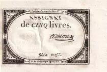 Frankreich 5 Pounds - 10 Brumaire Year II (31.10.1793) - Sign. Arnoux - Serial 22355