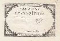 Frankreich 5 Pounds - 10 Brumaire Year II (31.10.1793) - Sign. Bol - Serial 27989