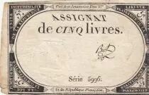 Frankreich 5 Pounds - 10 Brumaire Year II (31.10.1793) - Sign. Bol - Serial 5996