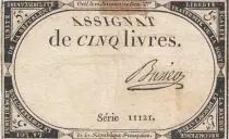 Frankreich 5 Pounds - 10 Brumaire Year II (31.10.1793) - Sign. Busier - Serial 11121
