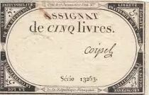 Frankreich 5 Pounds - 10 Brumaire Year II (31.10.1793) - Sign. Coipel - Serial 13263