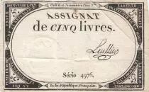 Frankreich 5 Pounds - 10 Brumaire Year II (31.10.1793) - Sign. Dro&uuml;et - Serial 17004