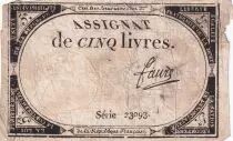 Frankreich 5 Pounds - 10 Brumaire Year II (31.10.1793) - Sign. Emon - Serial 11789