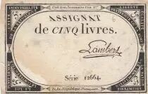 Frankreich 5 Pounds - 10 Brumaire Year II (31.10.1793) - Sign. Lambert - Serial 12664