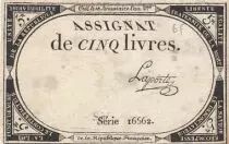Frankreich 5 Pounds - 10 Brumaire Year II (31.10.1793) - Sign. Laporte - Serial 16662