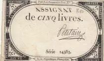 Frankreich 5 Pounds - 10 Brumaire Year II (31.10.1793) - Sign. Petitain - Serial 14383