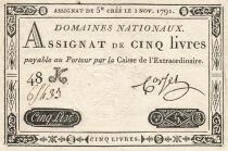 Frankreich 5 Pounds - 1er Novembre 1791 - Sign. Corsel - S&eacute;rie 48K