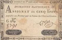 Frankreich 5 Pounds - 27-06-1792 - Sign. Corsel - Serial 6K
