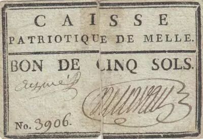 Frankreich 5 sols - Deux-S�vres - Patriotic fund of Melle - 1792
