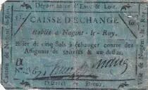 Frankreich 5 Sols - Eure et Loir - Caisse d\'&eacute;change Nogent-le-Roy - 1792