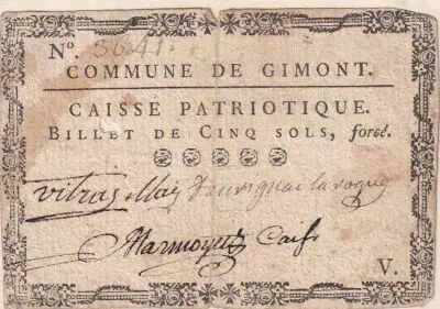Frankreich 5 Sols - Gers - Caisse Patriotique Commune de Gimont - 1792