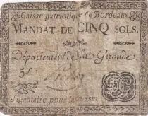 Frankreich 5 Sols - Gironde - Caisse Patriotique de Bordeaux - 1791