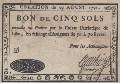 Frankreich 5 sols - Nord - Patriotic fund of Lille - 1791
