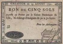Frankreich 5 sols - Nord - Patriotic fund of Lille - 1791