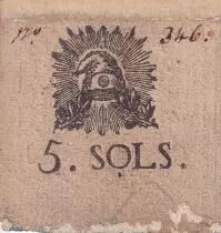 Frankreich 5 Sols - Ville Affranchie (Lyon) - R5 - 1792 - VF