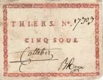 Frankreich 5 sous -  Puy de d&ocirc;me - City of Thiers - 1792