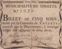 Frankreich 5 Sous - Ard&egrave;che - Thueyts - 1792
