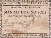 Frankreich 5 Sous - Aveyron - Cujoul - 1792 - Serial A