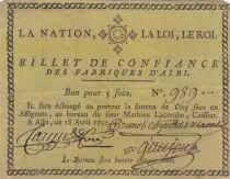Frankreich 5 Sous - Billet de confiance - 1791 - Fabriques d\'Albi - French Revolution - n�989